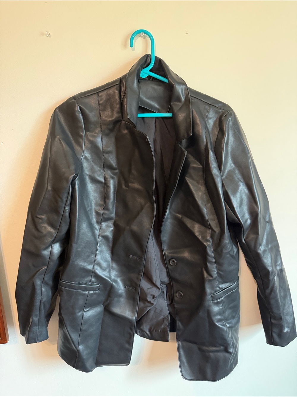 Faux Leather Blazer Jacket